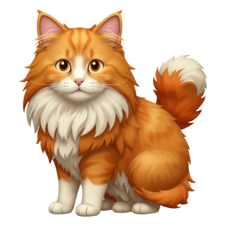 orange Norwegian forest cat, full body, fluffy fur, expressive face sticker