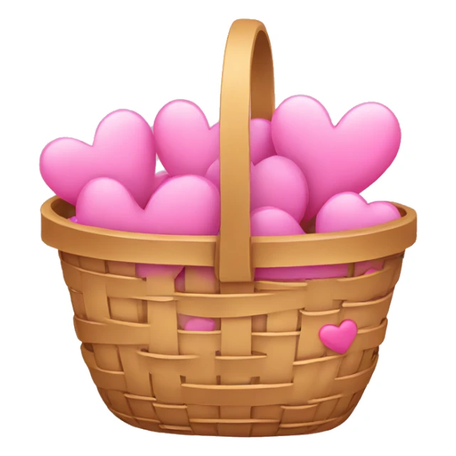 a pink basket with hearts sticker