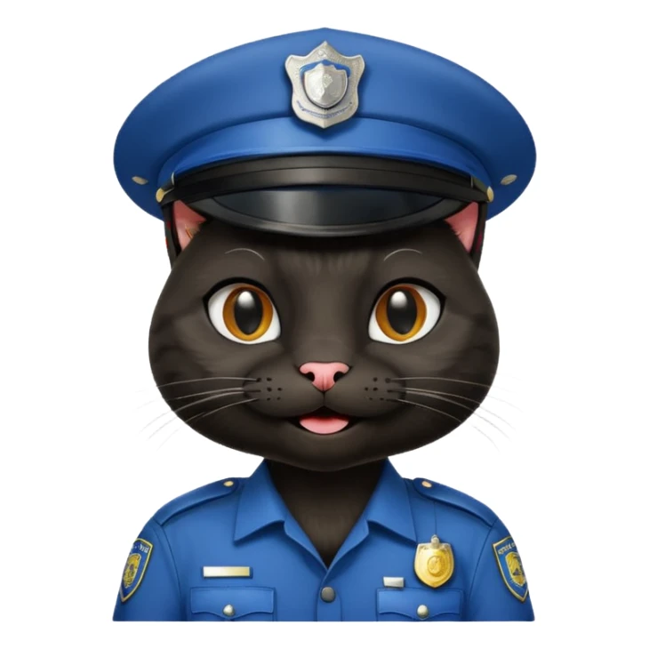 happy black cat police sticker