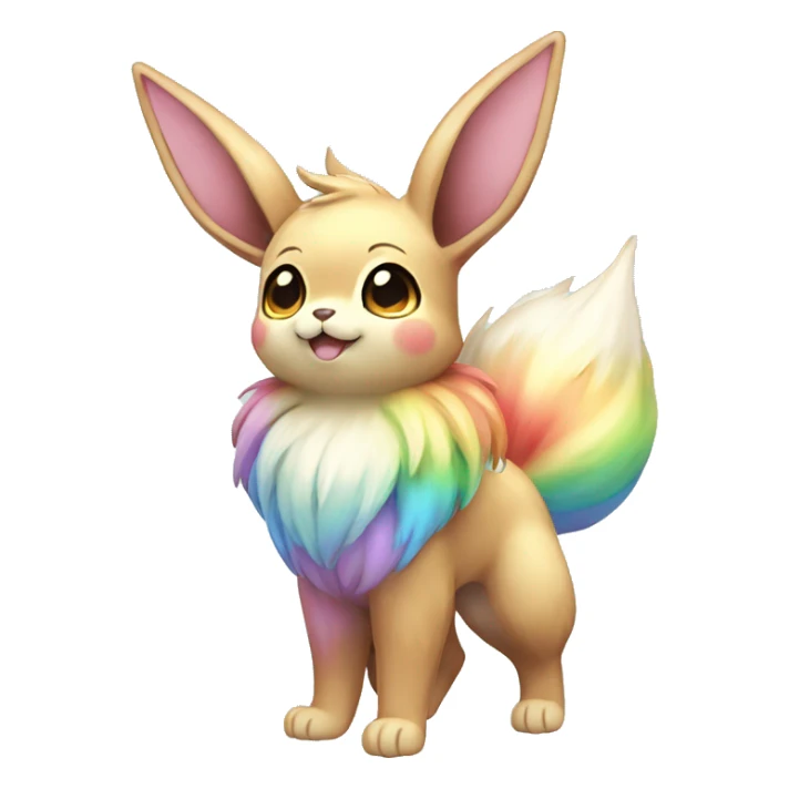 Kawaii Shiny Pastel Rainbow Eevee Full Body sticker