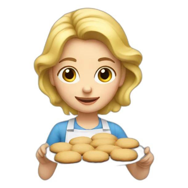 Small blonde girl baking cookies sticker