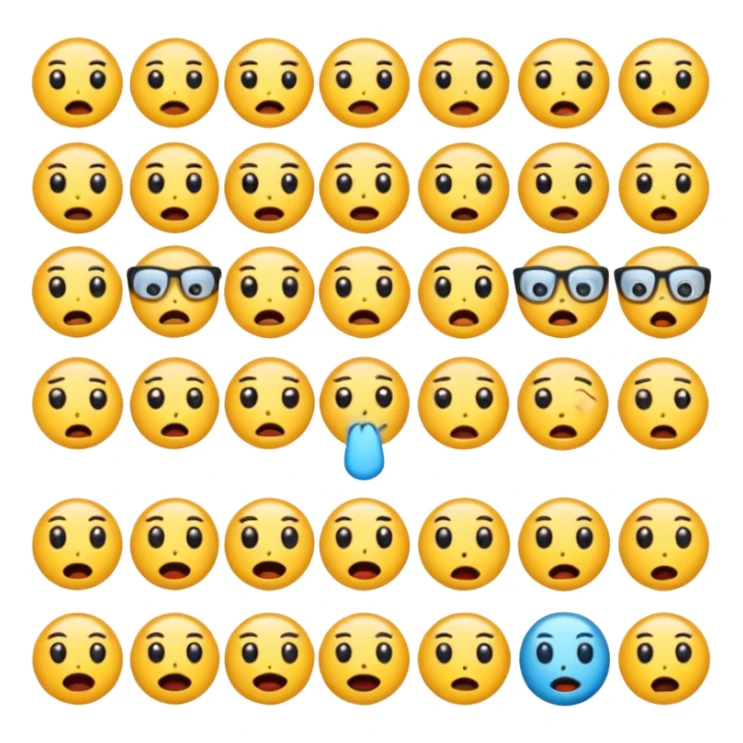 Faça 6 emojis com várias expressões como se estivesse explicando algo  sticker