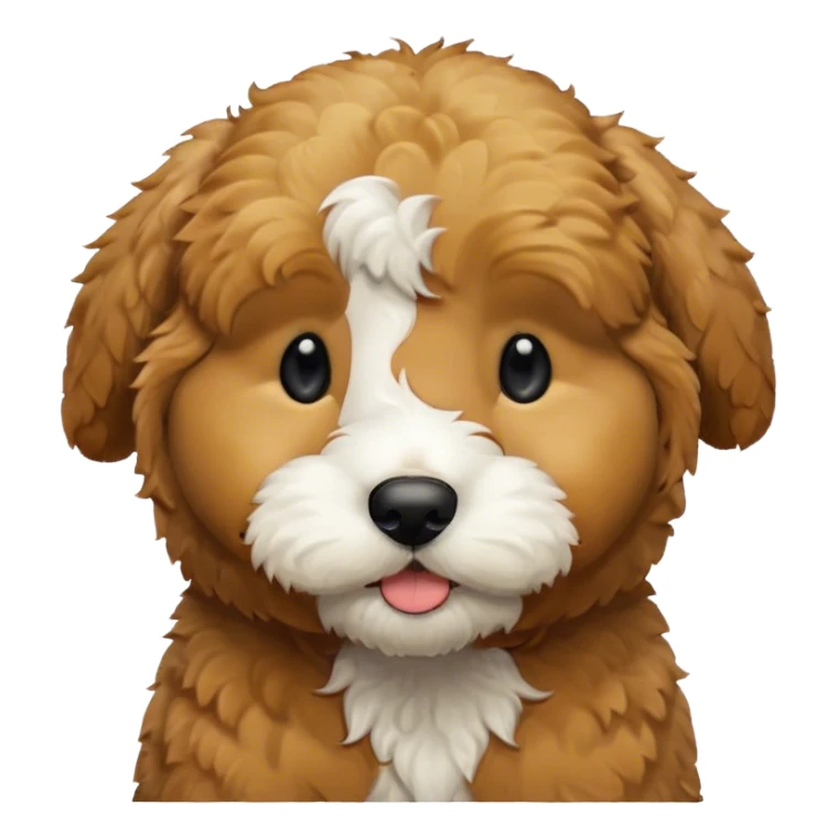 Black golden doodle puppy with white patch on chin sticker