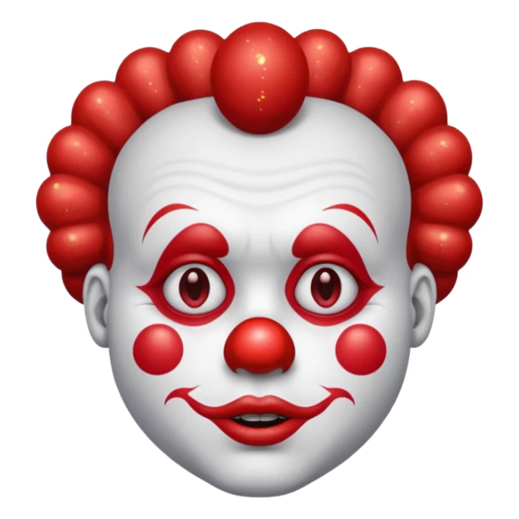 red glitter clown with the sad facial expression sticker