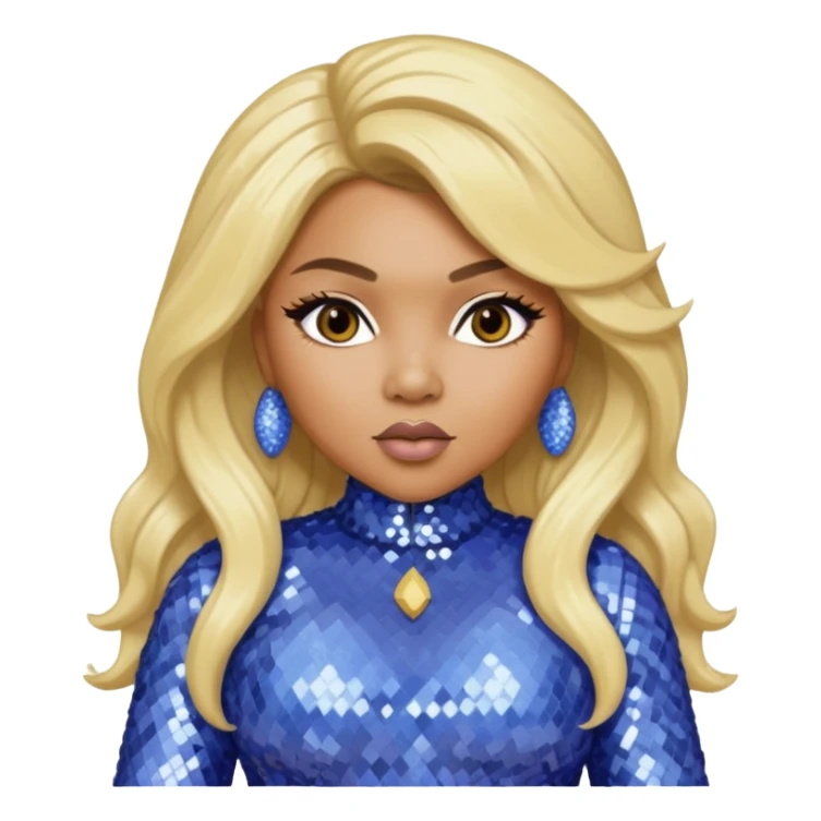 Lil Kim with blonde hair, periwinkle sequin outfit sticker