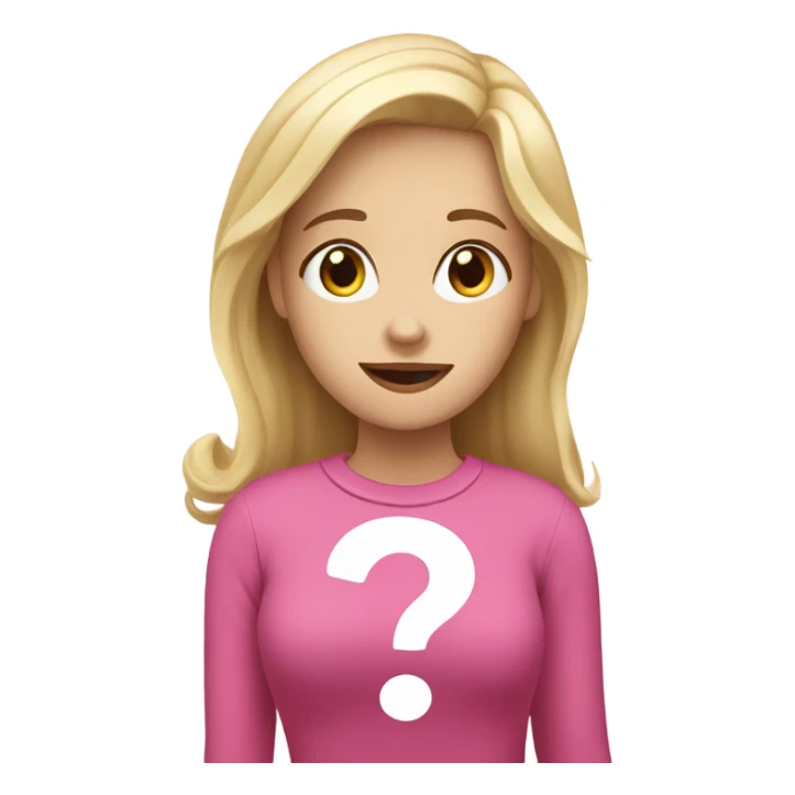 A white blonde girl with pink question mark behind her  sticker