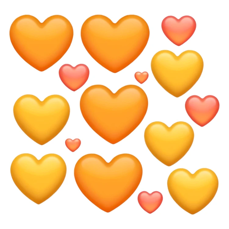 hearts. Orange and yellow.. Pastel sticker
