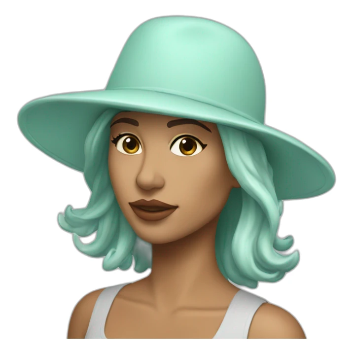 Latina with sea foam colored flat brim hat sticker