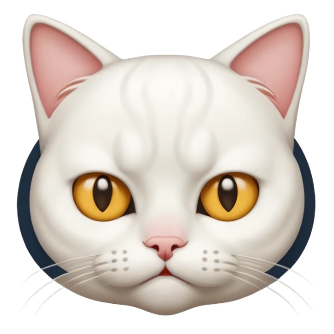 Un chat blanc qui est grincheux avec la tête plate  sticker