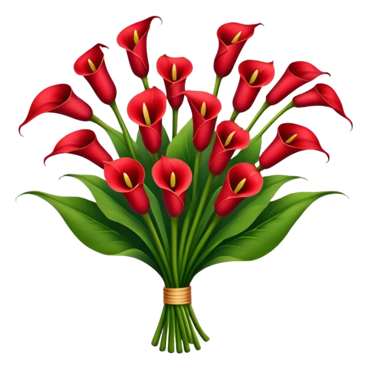 big bouquet Red Calla Lily, luxuriant, stem, leaf sticker