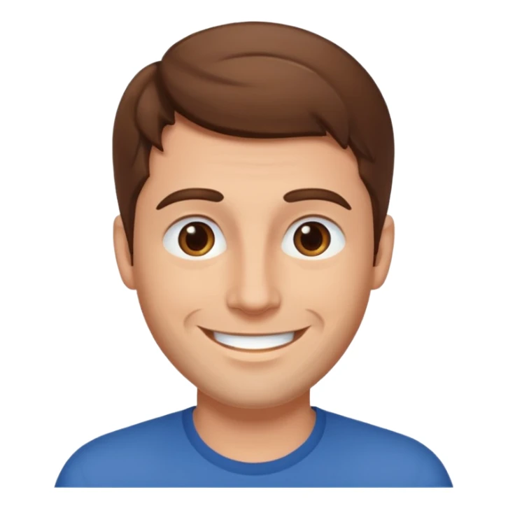 brown-haired man emoji, no beard, no mustache, smiling face sticker