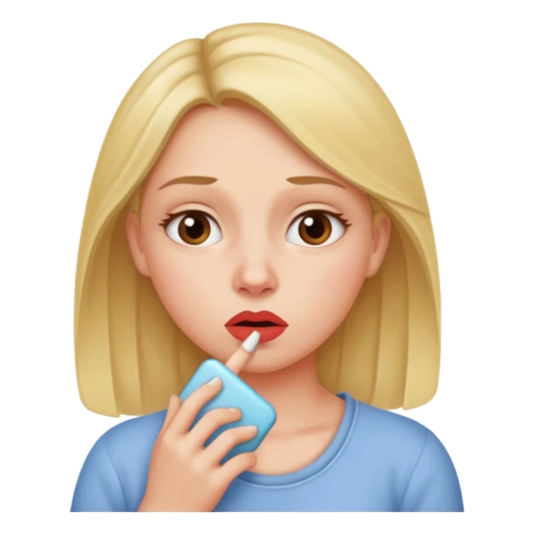 woman thinking of a baby while biting her lip sticker