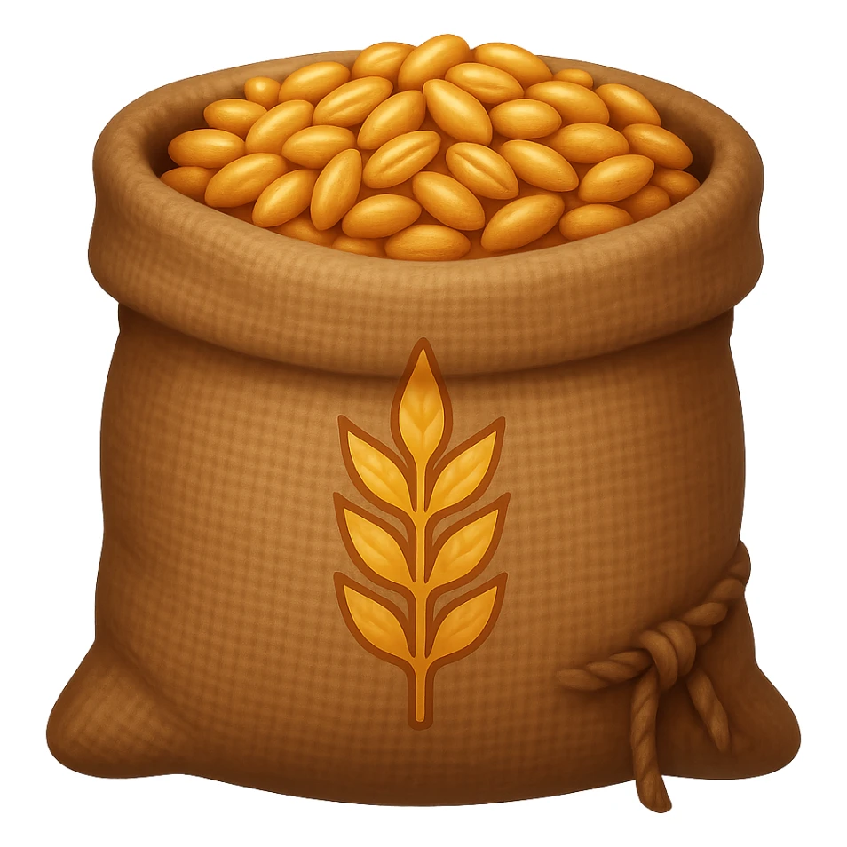Детализированный емодзи мешка пшеницы на пнгфоне без фона sticker