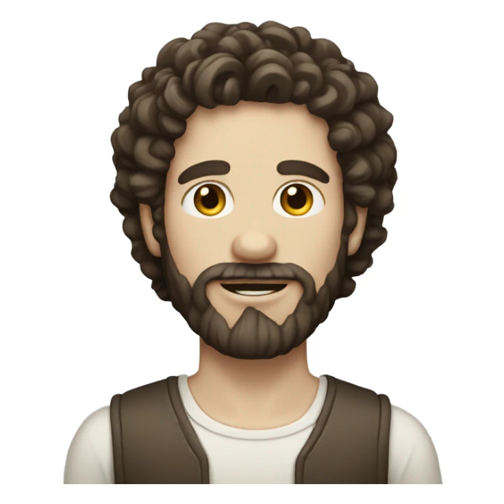 pale man with curly short dark brown hair and beard sticker