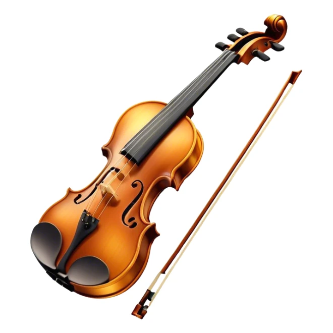 Cinematic Realistic Violin, rich polished wood with delicate curves, strings stretching tautly, fine dust particles catching the golden stage light, glowing with an elegant and timeless charm. sticker
