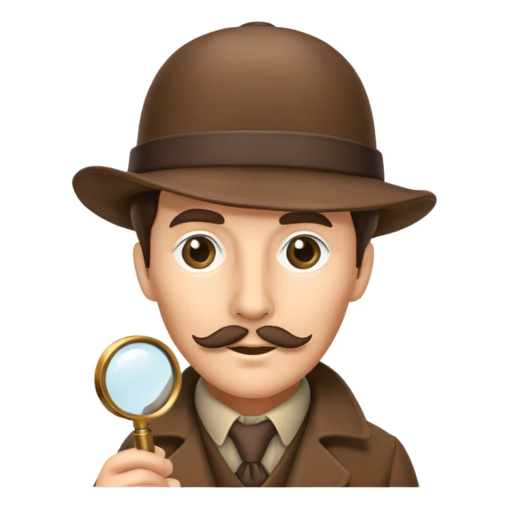 Sherlock Holmes with deerstalker hat, pipe, and magnifying glass sticker