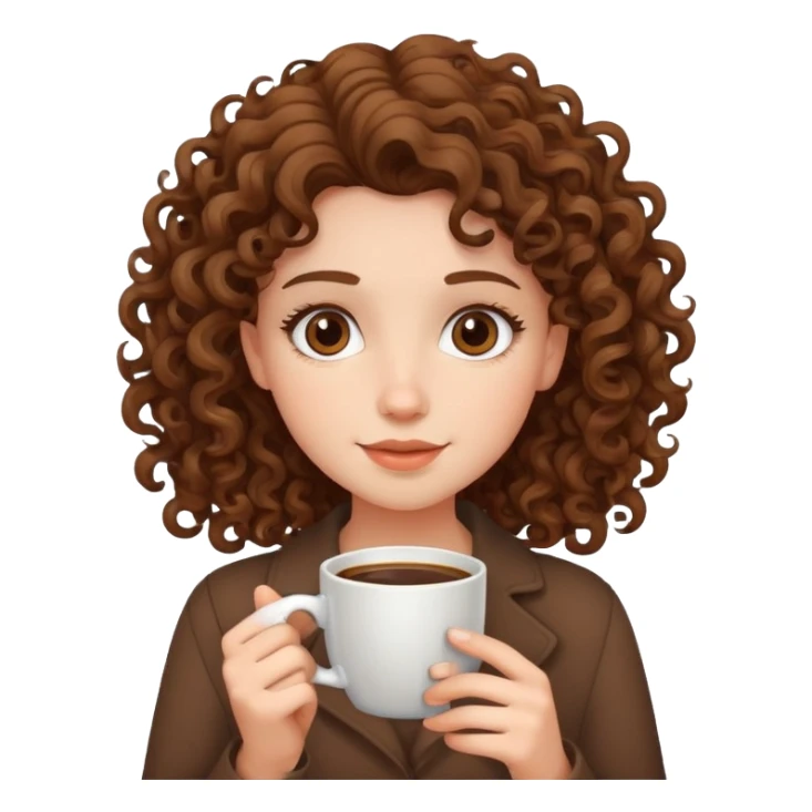 Curly hair girl with coffee sticker