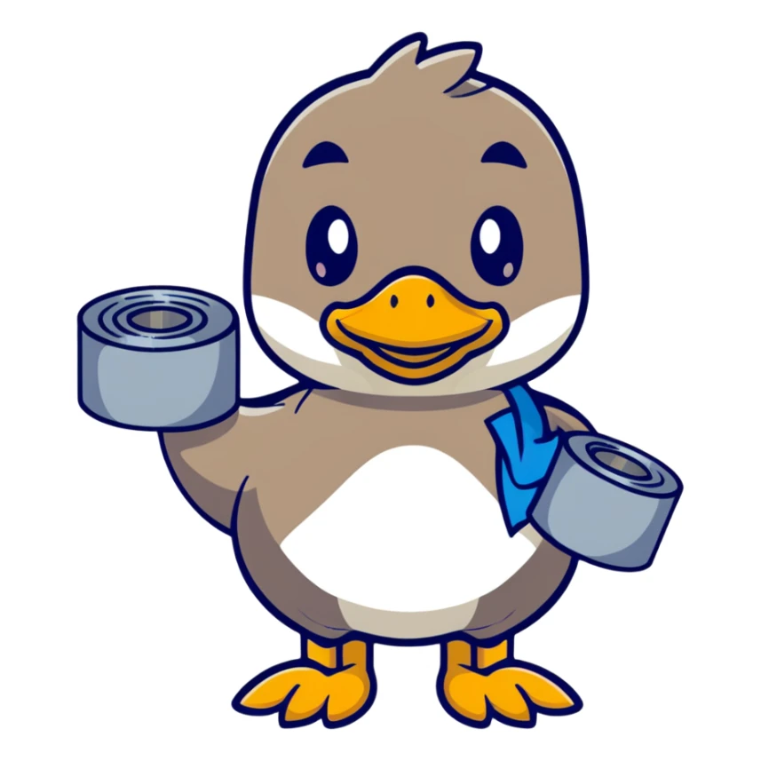 duck holding a roll of duct tape sticker