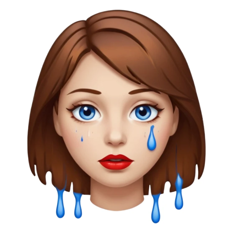 Brown Hair Woman , white paint , drip, face, hot  Sexy, lips sticker