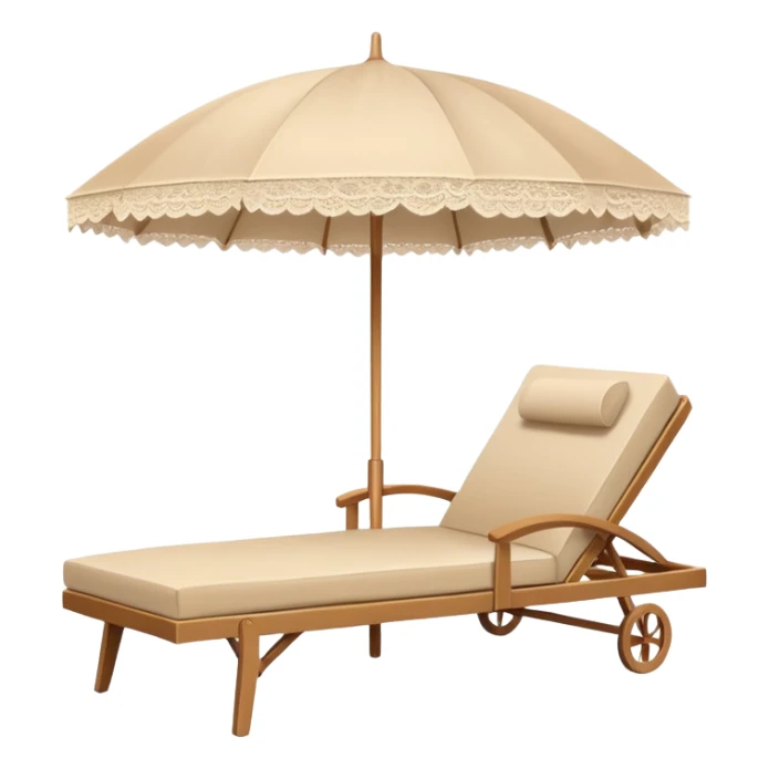 summer beige chaise lounge with beautiful beige lace umbrella sticker