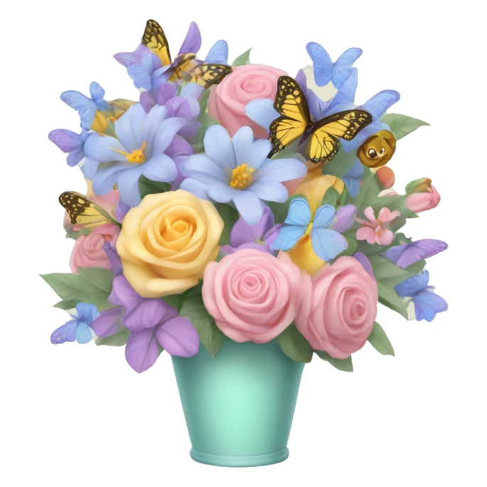 pastel bouquet with butterflies sticker