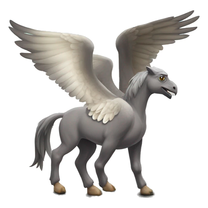 hippogriff: Majestic creatures with the front legs, wings, and head of a giant eagle and the body, hind legs, and tail of a horse. sticker
