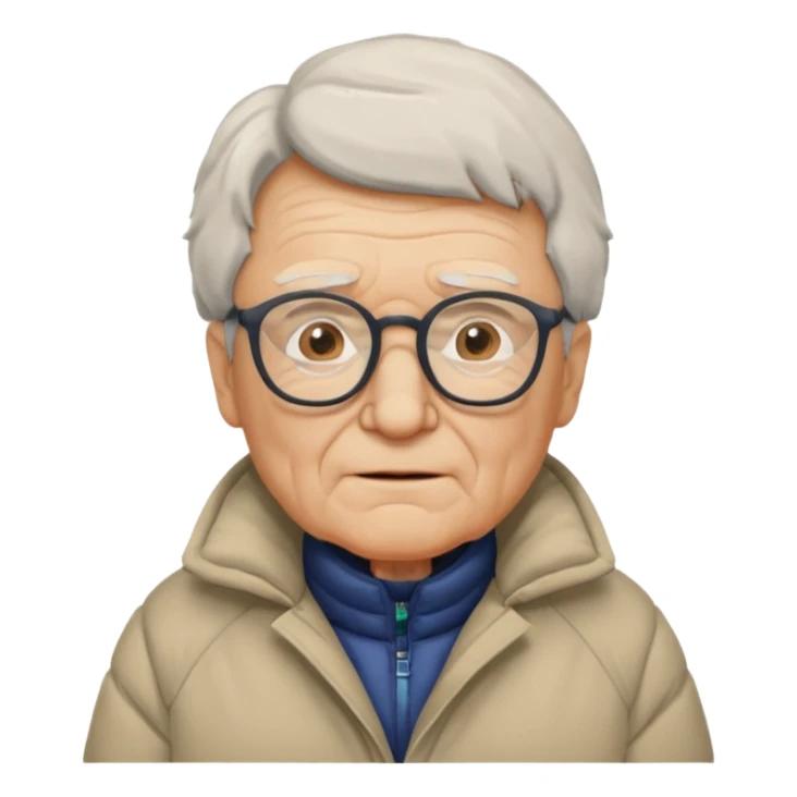 old man in puffy winter coat, wearing glasses sticker