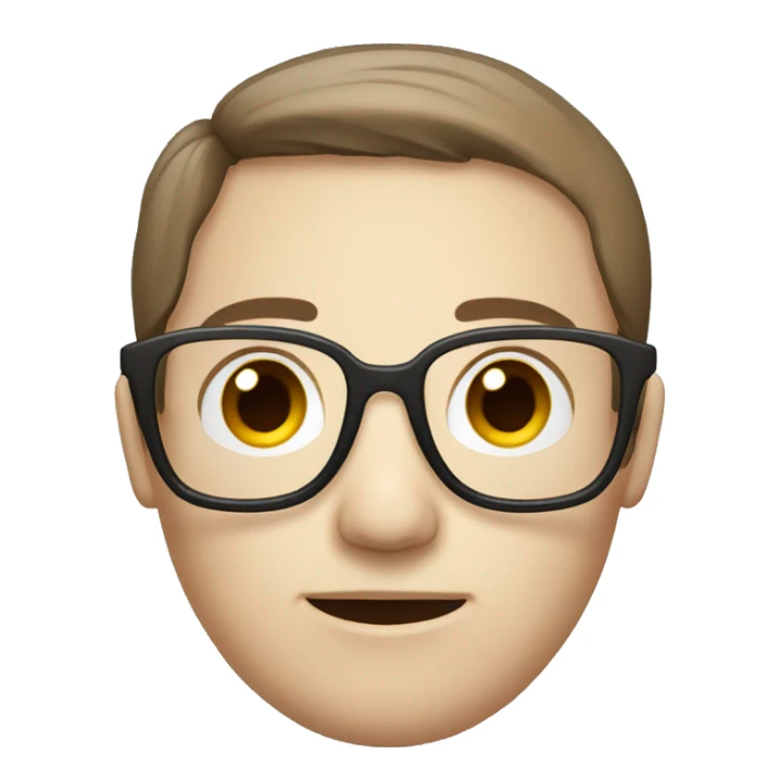 human head with white skin and brown hair with glasess  sticker