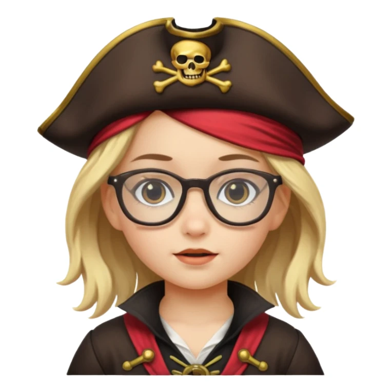 kid girl with pirate costume wearing glasses sticker