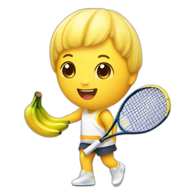 kawaii cute banana tennis player sticker