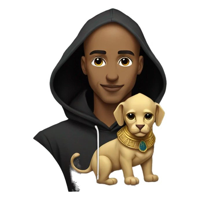 A bald head alpha phi alpha man with sphinx on hoodie sticker