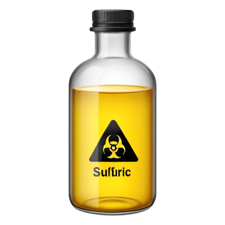 sulfuric acid, hazard sign on the bottle sticker