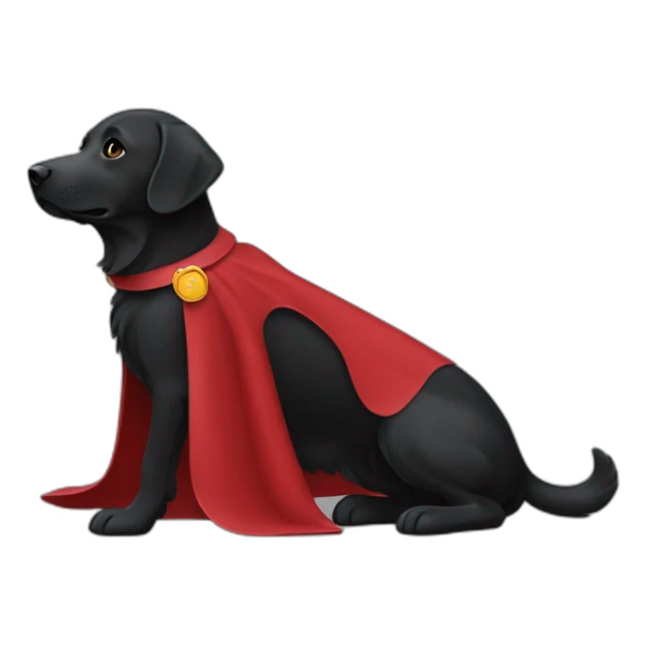 Un labrador noir qui vole avec une cape rouge sticker