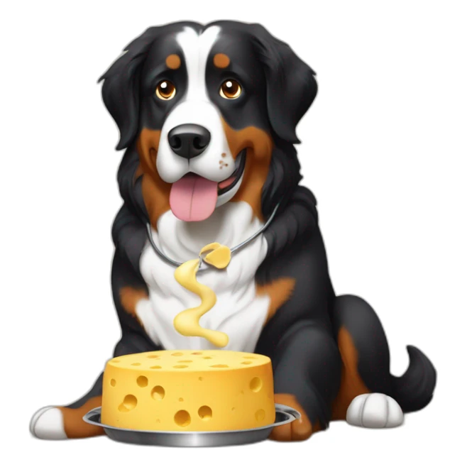 Bernese mountain dog cooking swiss cheese fondue sticker