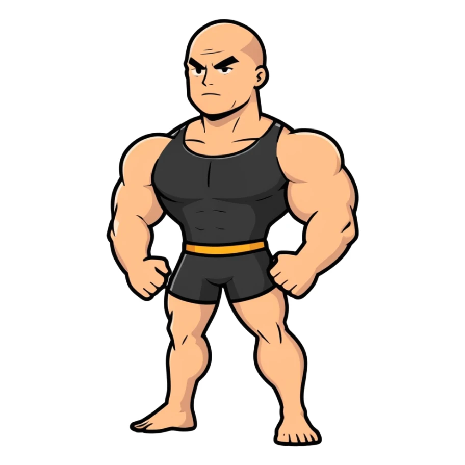 bald muscular man, strong build, confident pose sticker