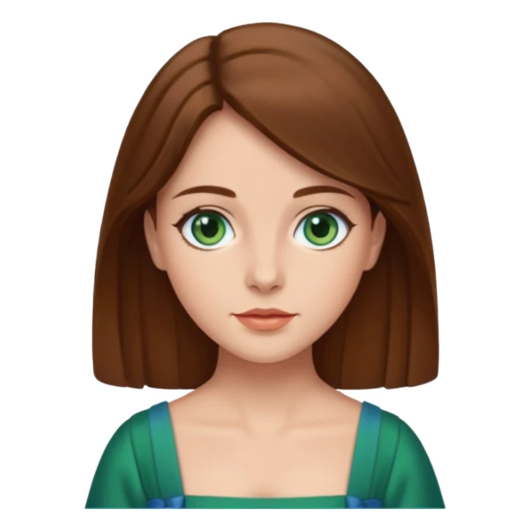 Leonor de Borbon avec cheveux marrons yeux bleu avec robe verte sticker