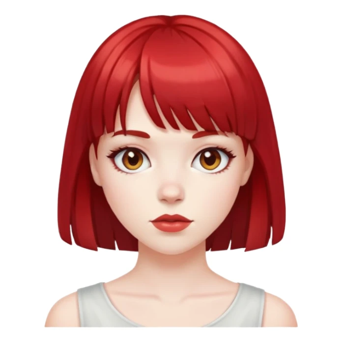 Pale girl, black plus red hair and bangs sticker