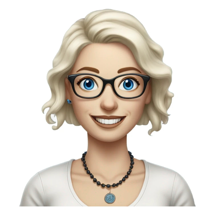 Hyper Realistic Balayage pale beautiful tattooed woman with glasses and blue eyes happy  sticker