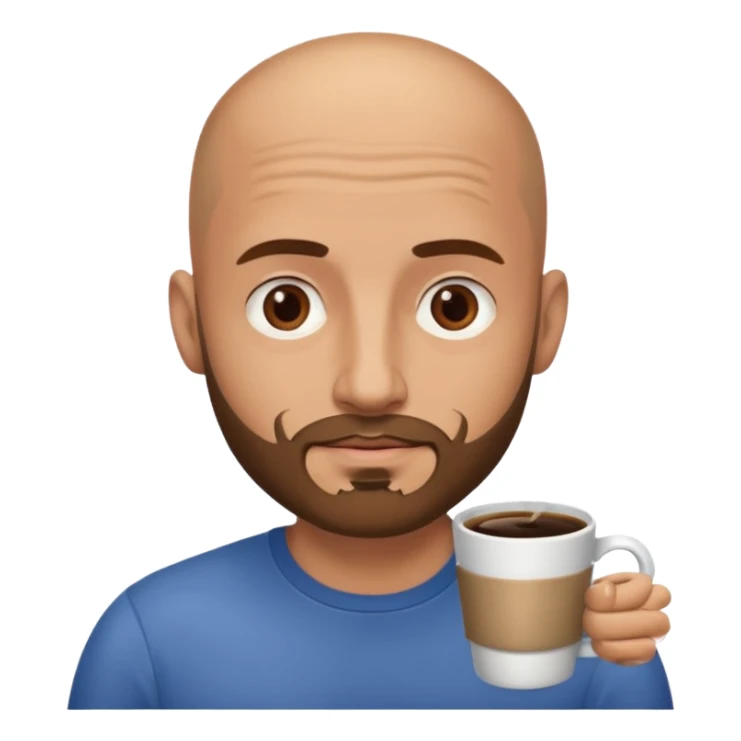 men with coffee no hair, a little beard and no wrinkles sticker