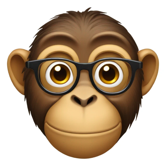 monkey wearing glasses with a big nose sticker