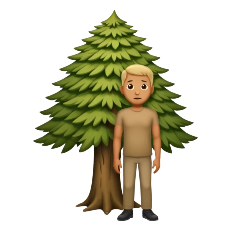 A large german man hiding behind a skinny tree sticker