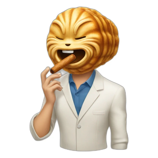 man with a taiyaki head smoking a cigar sticker