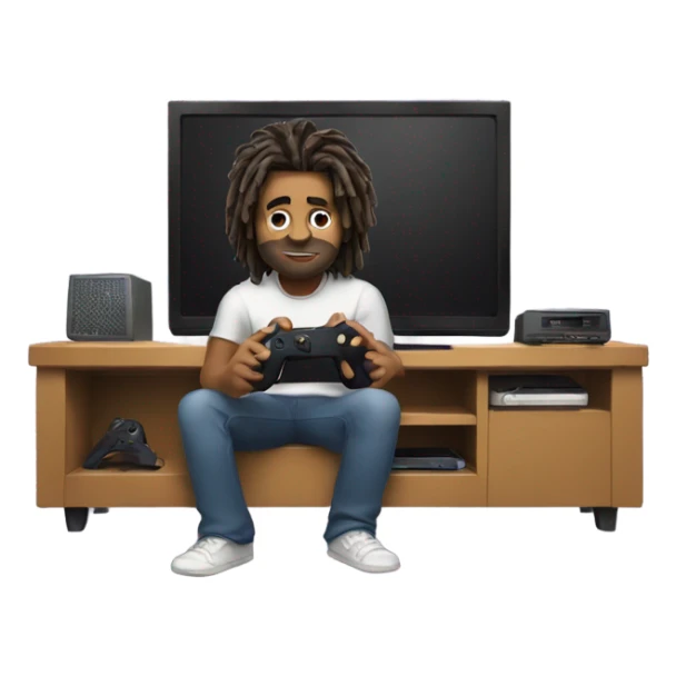 brown man with dreads playing a game on a console and tv sticker