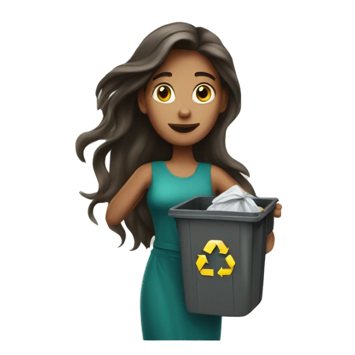 Beautiful long haired woman taking out the trash sticker