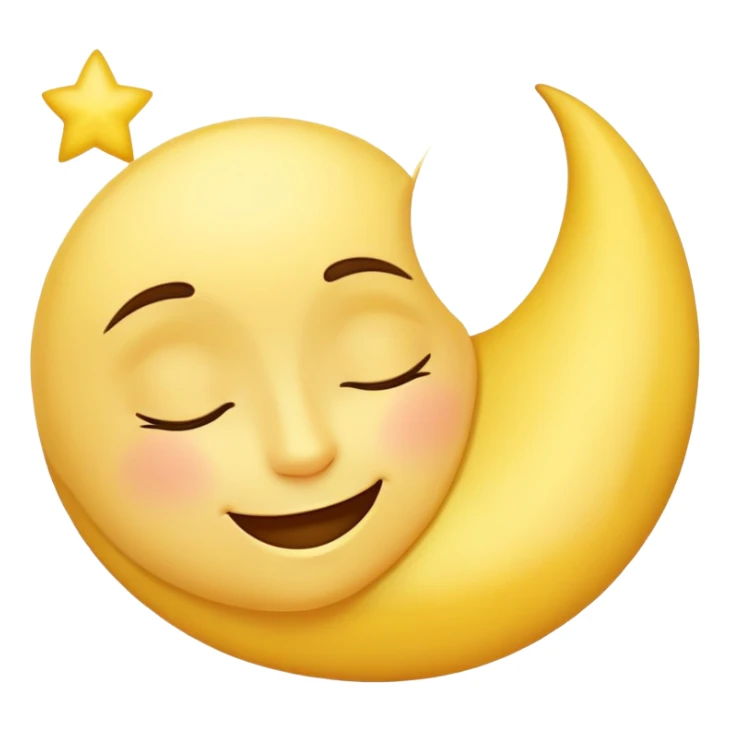 A crescent moon with a sleepy, peaceful face sticker