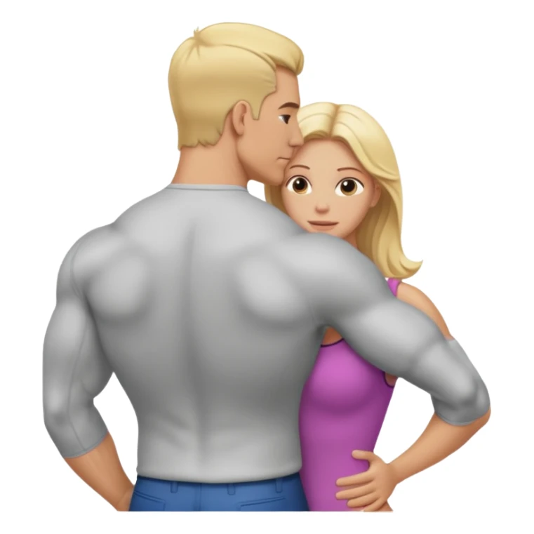 a white muscular man rubbing blonde white lady back sticker