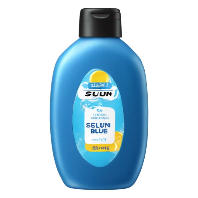 Blue Shampoo with a label that says Selsun Blue sticker