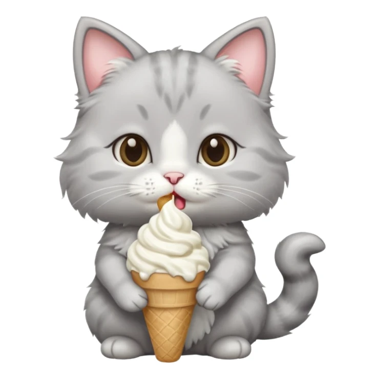 baby grey cat with icecream sticker