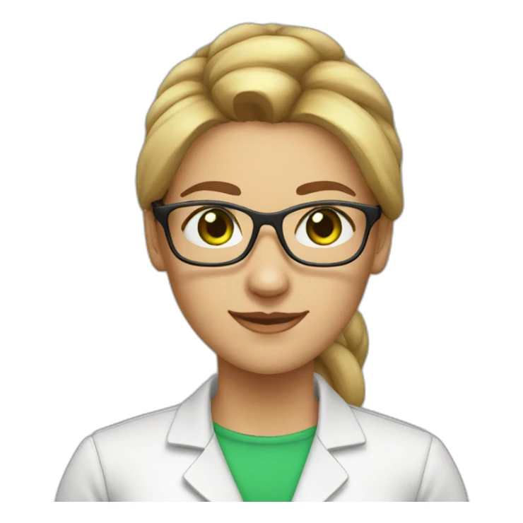 chemist female light brown ponytail light skin green eyes with glasses sticker