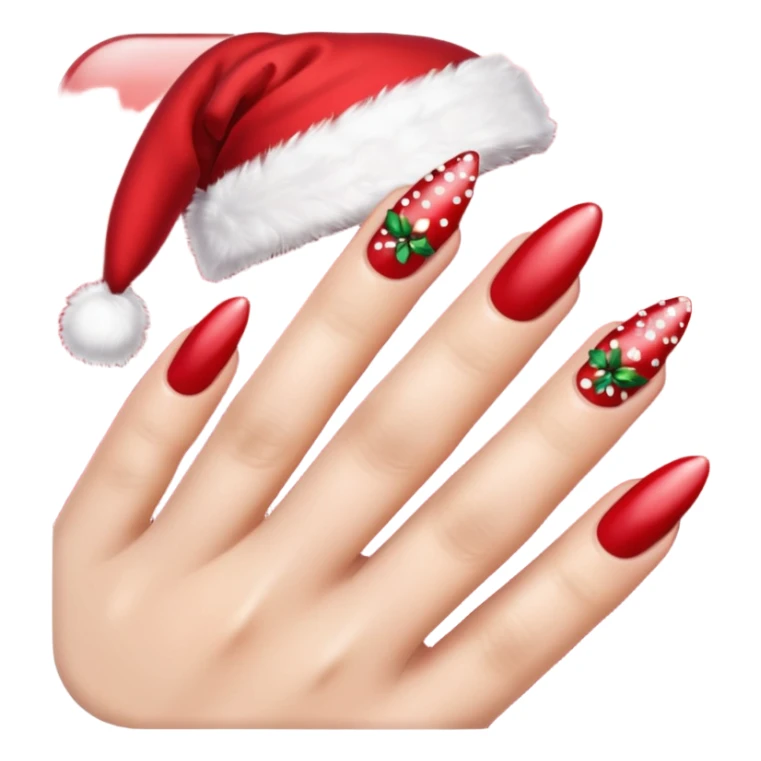 create a nail design that is red, aesthetic, christmas, and girly sticker
